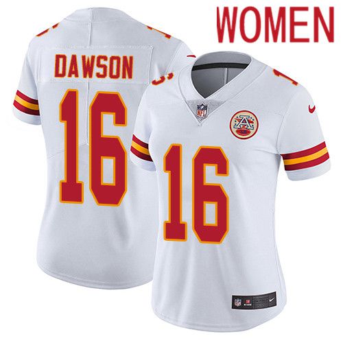 Women Kansas City Chiefs #16 Len Dawson Nike White Vapor Limited NFL Jersey